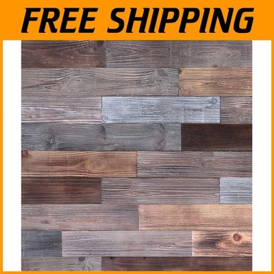 DIY Rustic Reclaimed Wood Planks - Peel & Stick Barn Paneling in Brown Gray