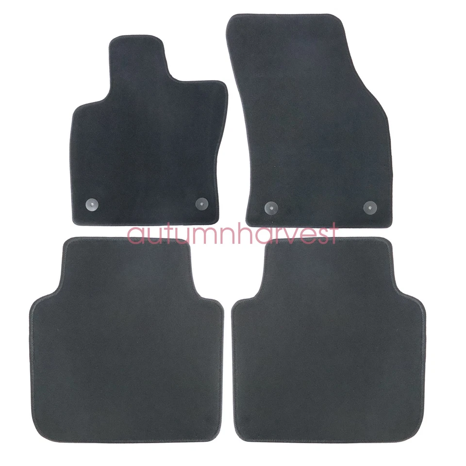New For 2018-2024 VW Tiguan Front & Rear Velour Floor Mats Carpet Black 4PCS - Image 4 of 4
