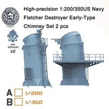 High-precision 1:200/350US Navy Fletcher Destroyer Early-Type Chimney Set 