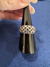 Vintage Sterling Silver 925 Woven Braided Ring, Size 7.75