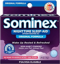 Sominex Nighttime Sleep-Aid Diphenhydramine HCl Original Formula 72 Tablets 3PK