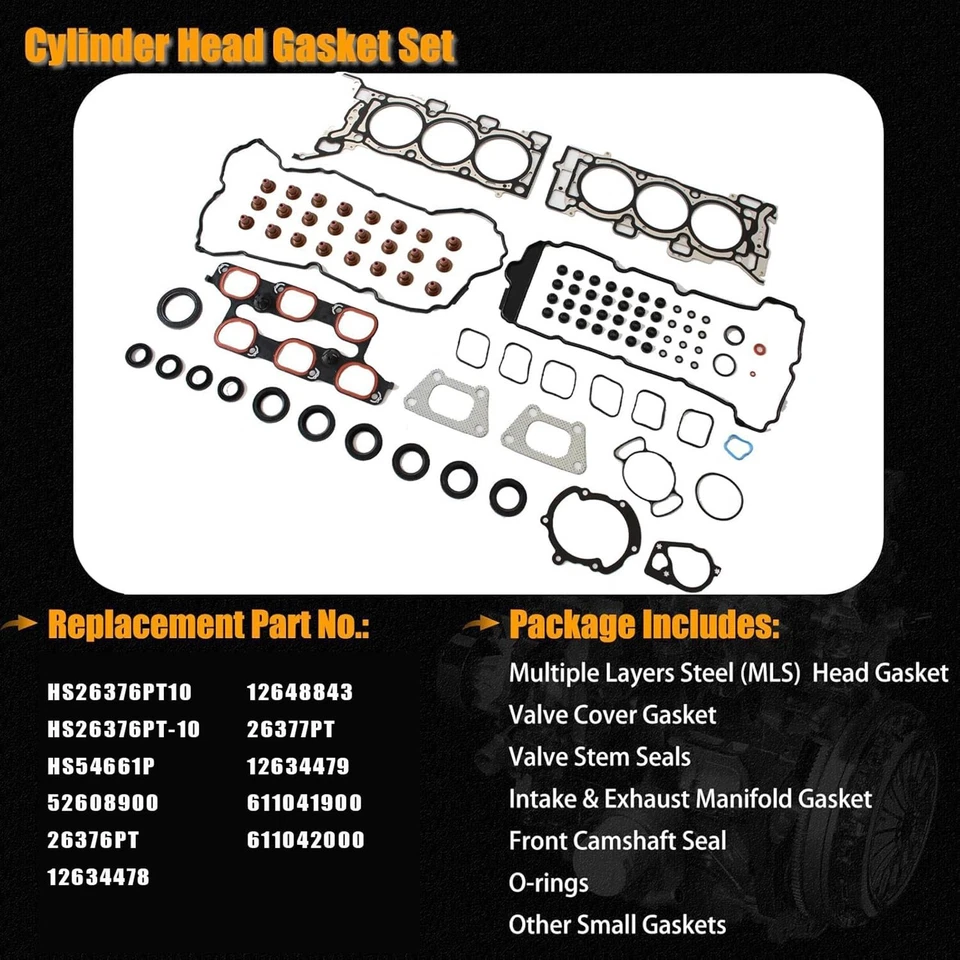 Комплект прокладок головки блока цилиндров подходит для 2013-2022 Buick Lacrosse Chevrolet Cadillac GMC 3.6 - Изображение 2 из 4