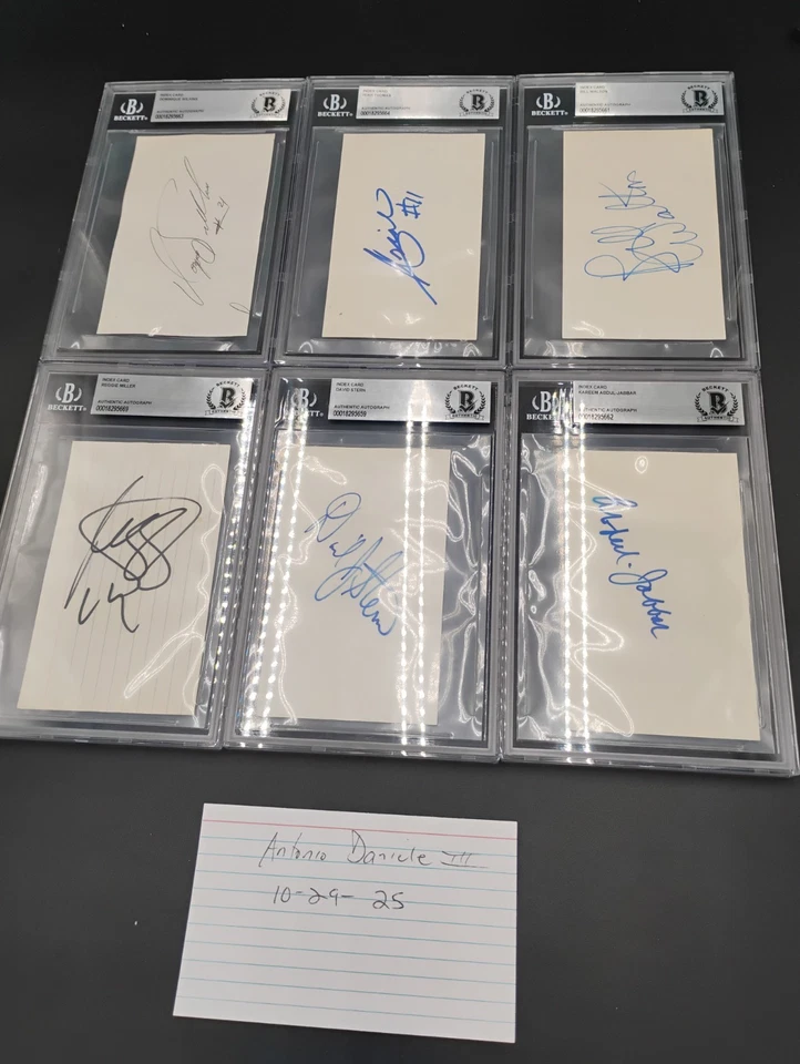Lot Of 45 Diff 1990s Basketball Signed Index Cards Kareem Walton Shaq R Miller - Image 2 of 4