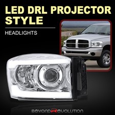 For 2006-2008 Ram 1500 Led Drl Projector Headlight Signal Lamp Leftright Chrome