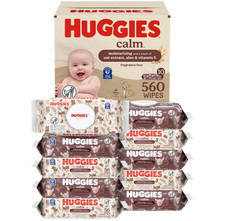 Huggies Calm Baby Wipes, Unscented, Hypoallergenic, 10 Push Button Packs 560 Wi