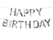 Happy Birthday-Banner, 2,2 m, Silber
