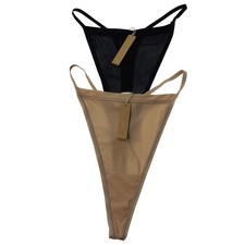 SKIMS Summer Mesh T-String Thong Lot of 2 Clay Onyx Large