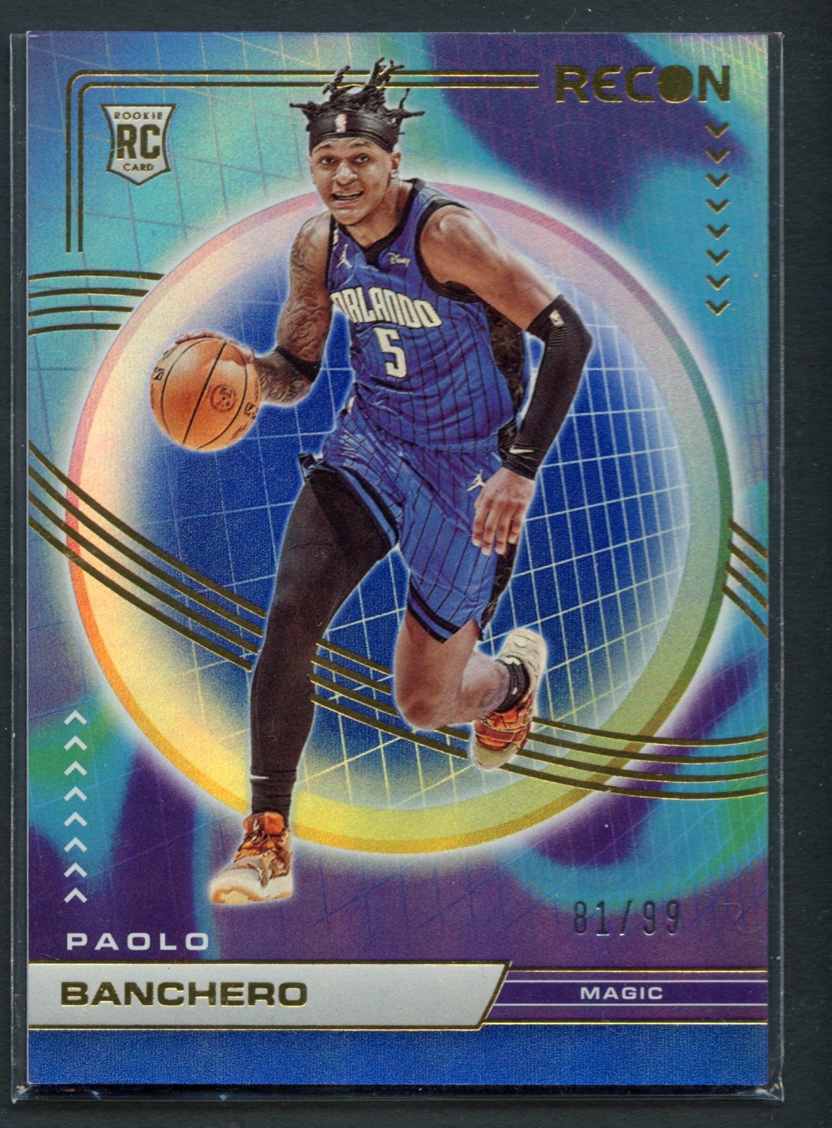 /99 Paolo Banchero 2022-23 Panini Recon Rookies Holo Blue Prizm #201 RC