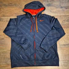 Nike Hoodie Men  s XL Therma  Fit Fleece Zip  Up Navy Blue Swoosh Geometric