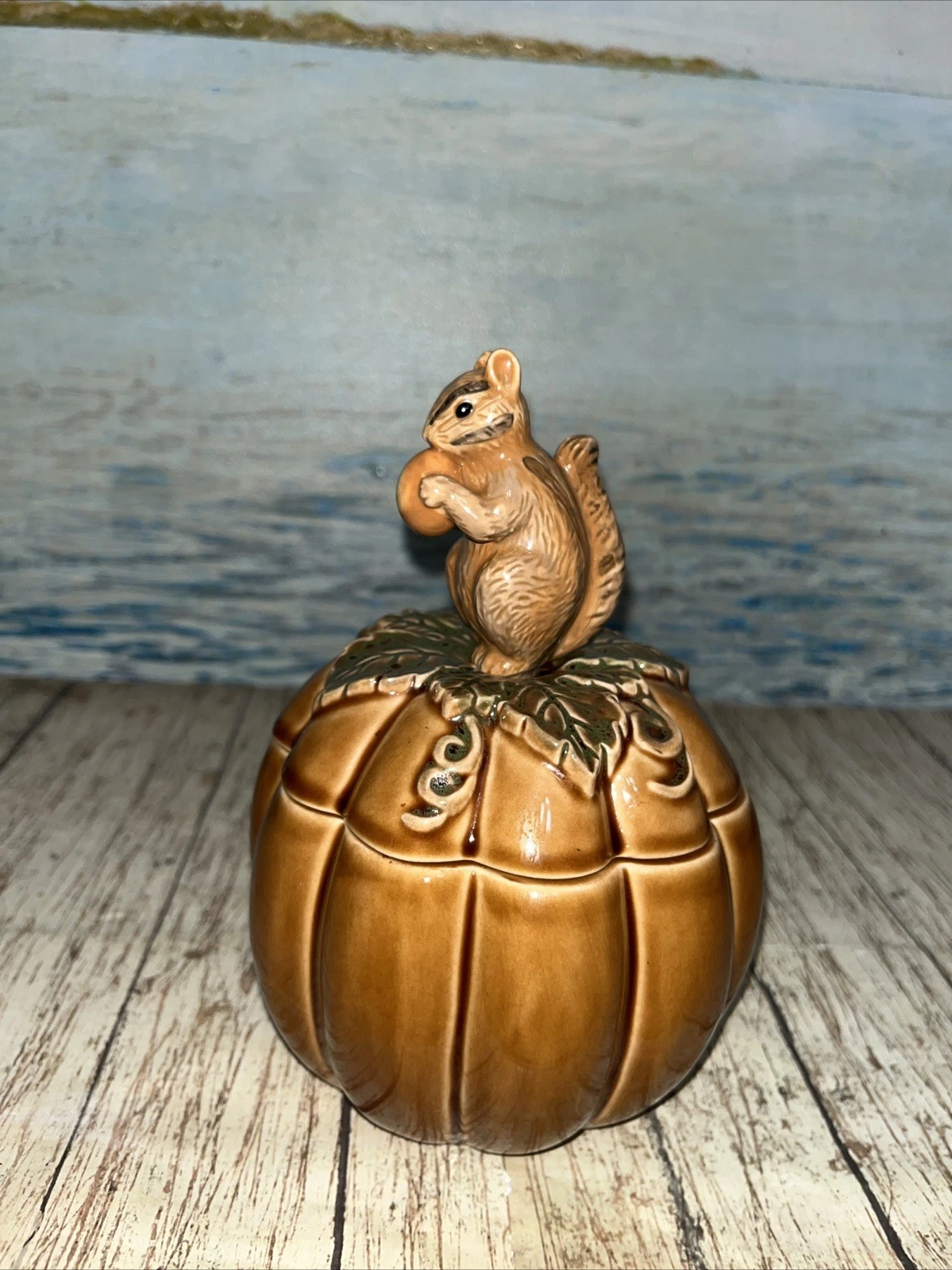 Grasslands Road Ceramic Squirrel Jam Spreader Pot Lid Nature Motif 3 Piece Set