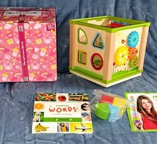 TOYVENTIVE Wooden Kids Baby Activity Cube - Child Gift Set  One 1, 2 Year Old 