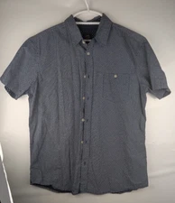 Lee Men’s XL Short-Sleeve Button-Down Shirt Navy Micro-Dot Print 100 % Cotton Ca
