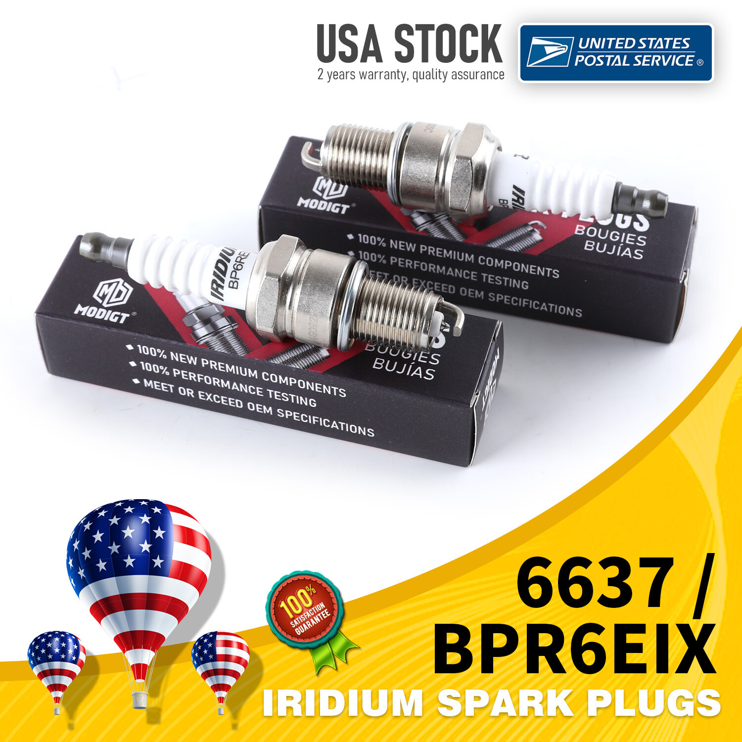 Reliable Spark 6637/BPR6EIX Iridium Resistor Spark Plugs 4-Piece Set OEM Quality