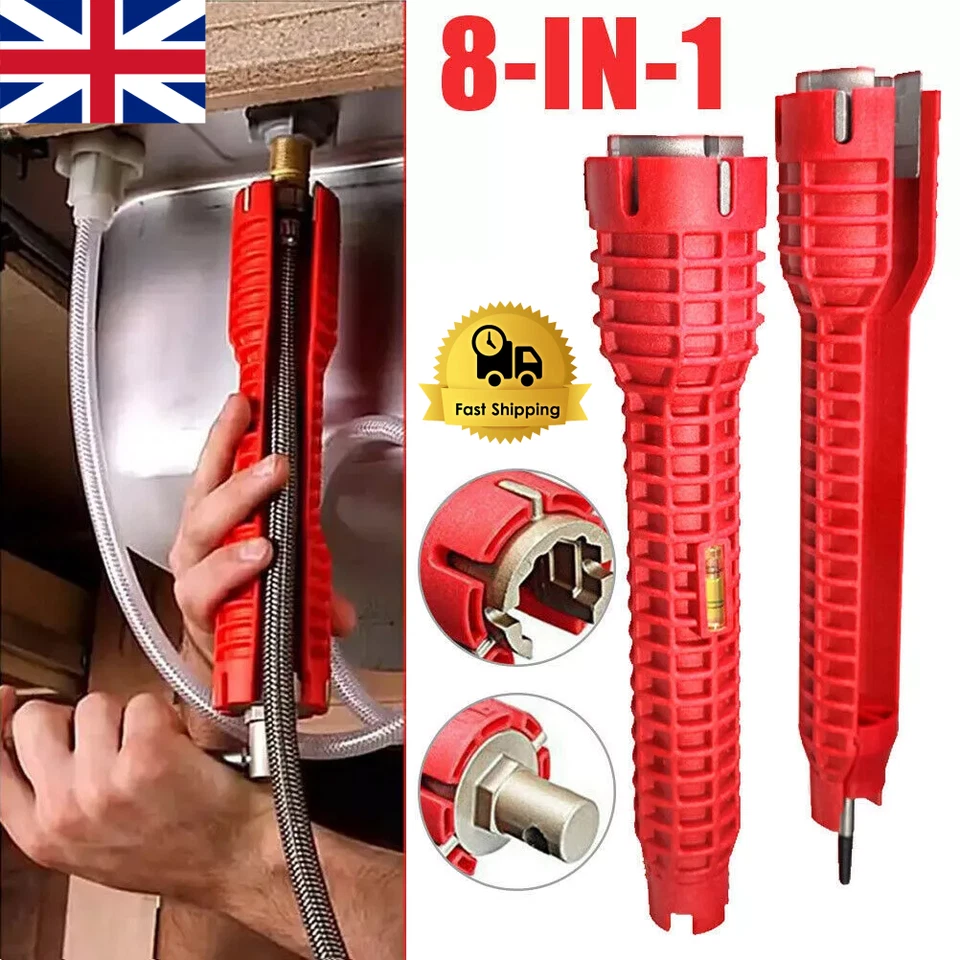 8-in-1 Multifunction Faucet Sink Basin Installer Tool Pipe Wrench Tap Spanner UK - Image 3 of 4