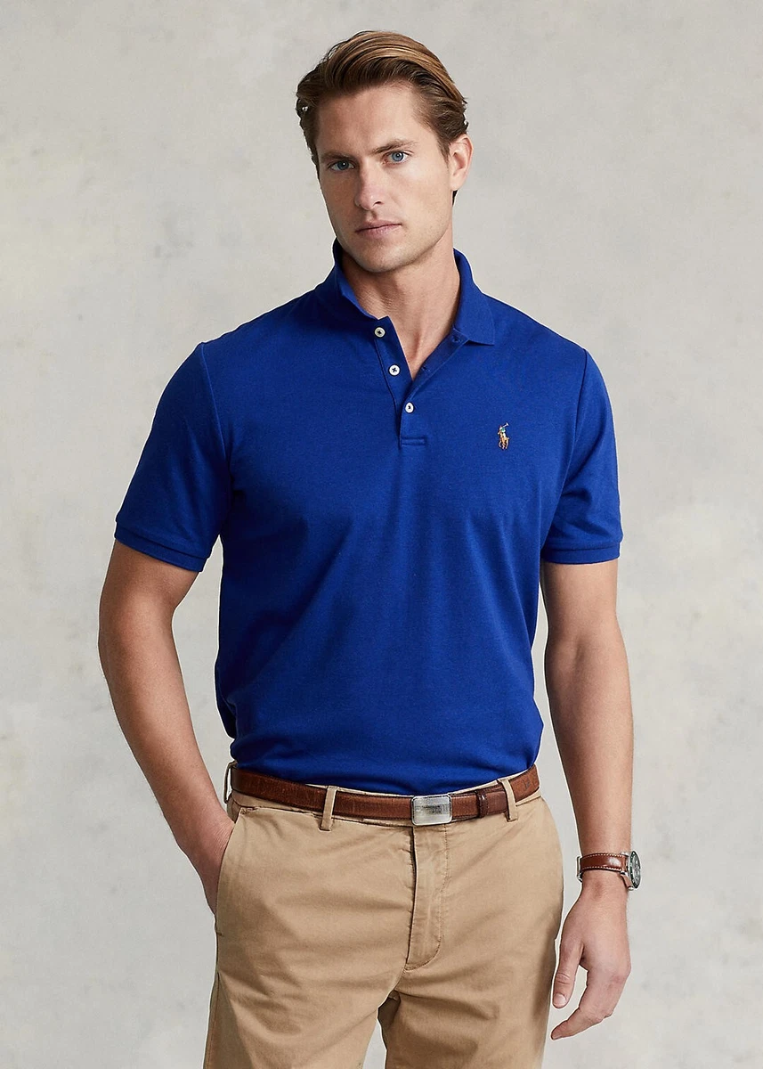 NEW Ralph Lauren Soft Cotton Polo Shirt Classic Fit Size S Deep Sapphire  Heather