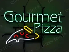 Gourmet Pizza Slice Neon Sign Light Food Shop Window Lamp Glass Handcraft 19"