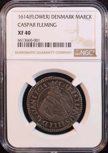 1614 Kingdom of Denmark "Christian IV" Silver Mark - NGC XF40 - Very Rare! Tough