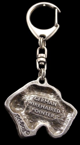 German Wirehaired Pointer - Silver-plated key ring with a dog in a gift box, han - Picture 8 of 9