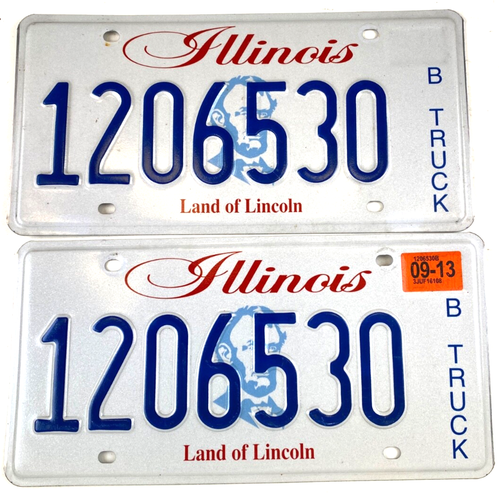 Vintage 2013 Illinois Truck License Plate Set Pair 1206530 Garage Wall Decor - 第 1/2 張圖片
