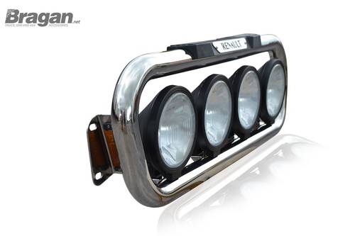 Grill Bar + Step Pads For Renault Premium Chrome Stainless Lamps Front Bar Truck - Picture 4 of 12