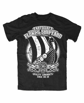 Flokis Shipyard T-Shirt Schwarz Wolf Odins Berserker Vikings Valhalla Ragnar