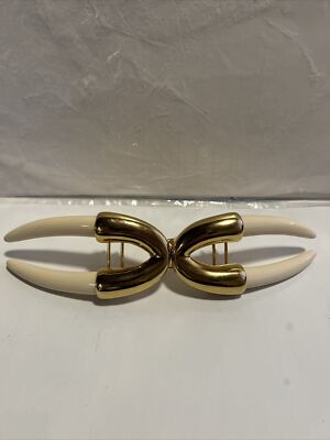 Rare ALEXIS KIRK Vintage Gold and Lucite Belt Buckle 1980s 