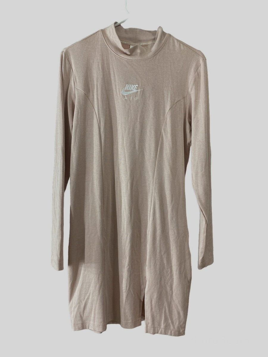 Nike Air Logo Long-Sleeve Dress Woman's Size Large Pink DD5445-601