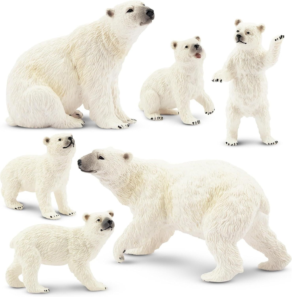 TOYMANY 6PCS Polar Bear Animal Figure Hokkyoku Guma Figure Package