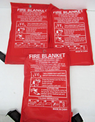 3 PACK FIRE BLANKET Fiberglass Emergency Home Retardant Prepared 47''x47''