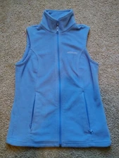 Women's Columbia Sz S Sweater Vest Pullover Blue Collared Full Zipper