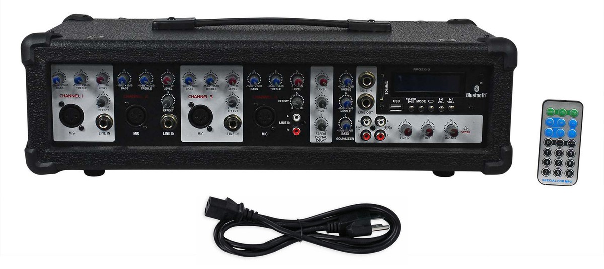 Rockville 800w Powered 4 Channel Mixer/Amplifier w Bluetooth