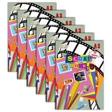6 x A3 Size Scrapbook 30 Sheets Colourful Pages for Arts Crafts Work School Home