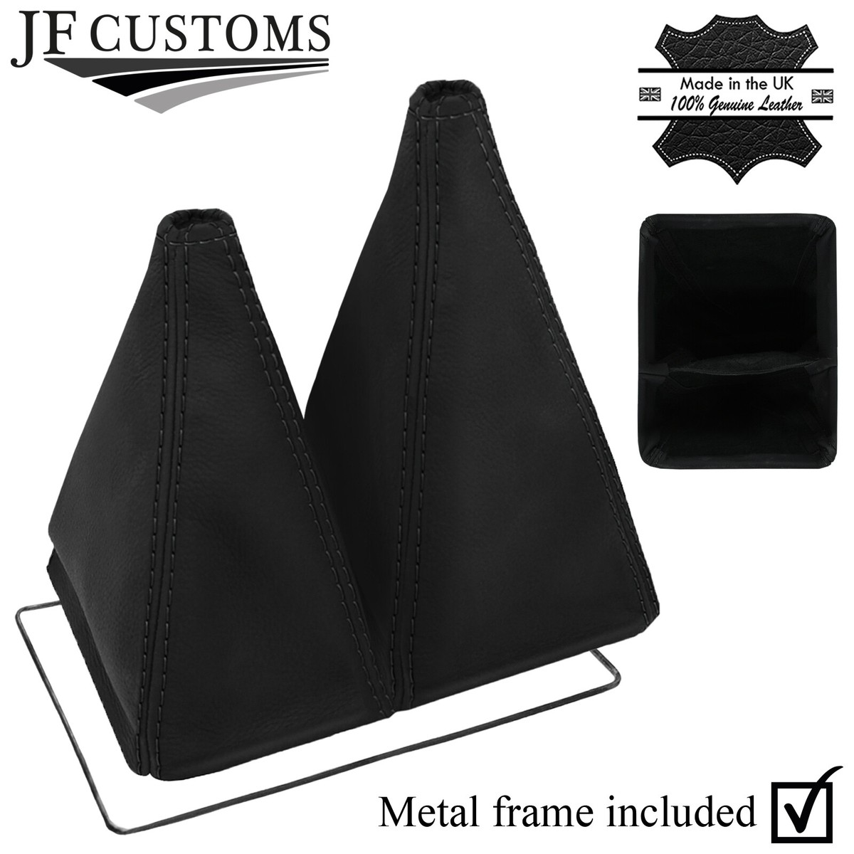 BLACK STITCH LEATHER SHIFT BOOT+METAL FRAME FITS ISUZU TROOPER