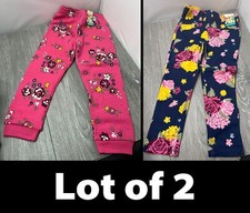Lot of 2 Garanimals Girls Fleece Pant  Print Jeggings, Pink  Navy Size 4T