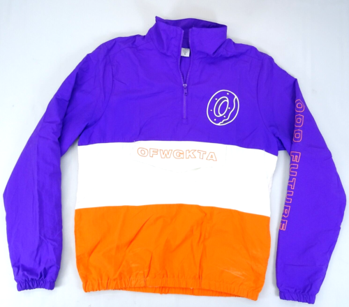 ODD FUTURE OFWGKTA veste coupe-vent rayée violet blanc orange 3/4 zip moyenne - Photo 1/8