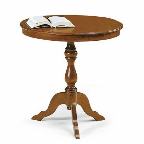 TAVOLINO DA DIVANO SALOTTO ROTONDO ARTE POVERA NOCE SCURO CLASSICO - Picture 1 of 3