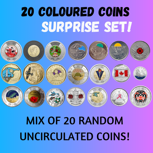 Lot of 20 Coloured Canadian Coins, Uncirculated Colored Random Mix of 20 BU - Picture 3 of 8