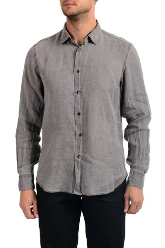 Chemise Manches Longues Celio En 100% Lin Gris, Taille XL (tour De Poitrine 105 Cm), Occasion Très Bon état