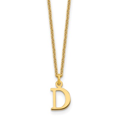 10K Gelbgold Cutout Buchstabe D Initiale Halskette 18'' 0,22 g für Mama