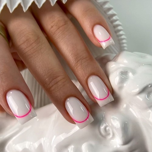 French Fake Nials Long Square Press on Nails Fashion Nail Tips Women