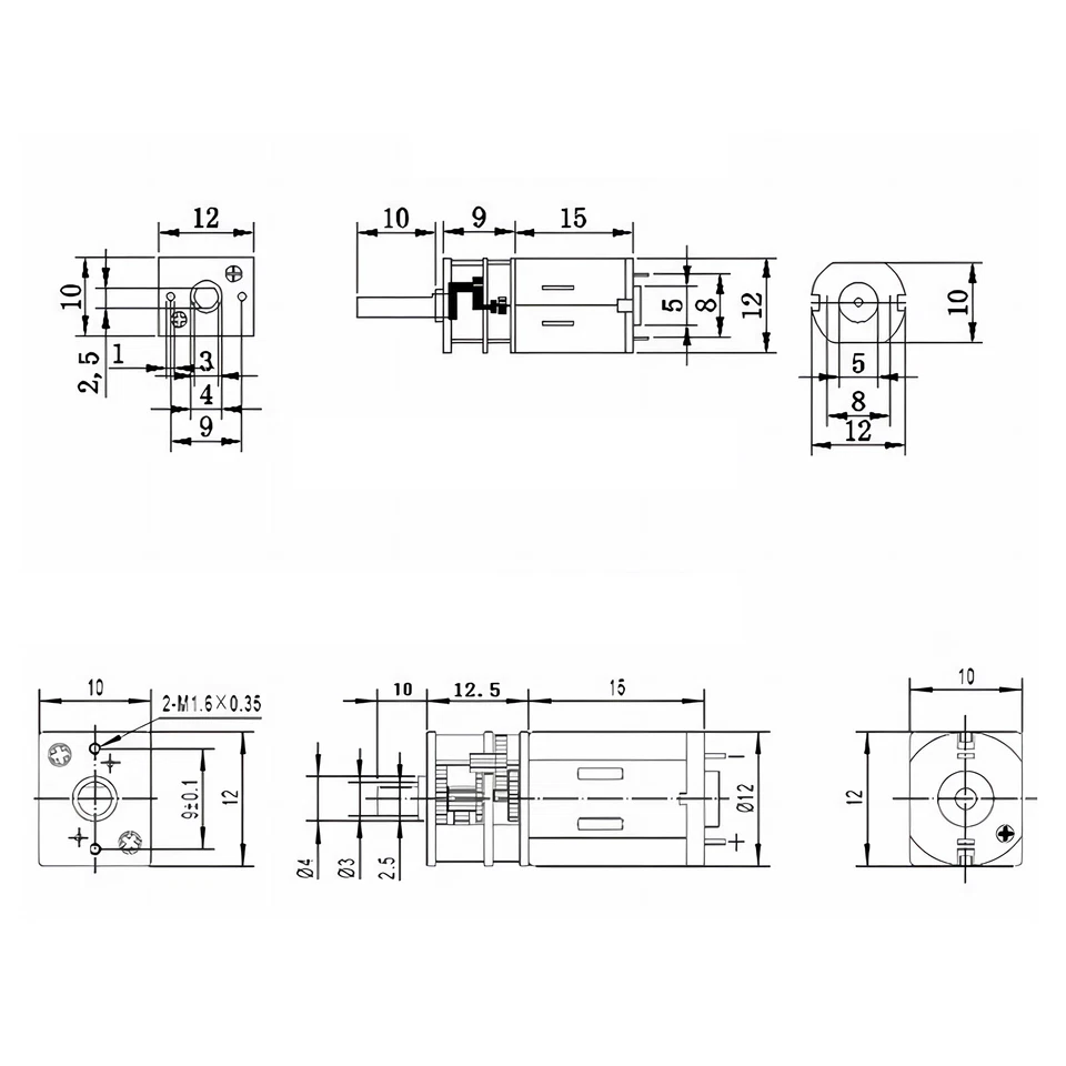Mini Getriebemotor N20 für Modellbau, RC, 3-12V, 15-1000RMP - Bild 3 von 4