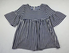 Red Lolly Striped Bell Sleeve Blue White Women Tops Multiple Sizes Made in USA