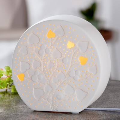 Guild Porcelain Lamp Heart Tree Circle Leaf Window Lamp Table Lamp 32296