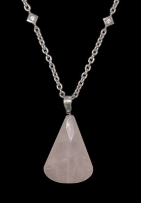 Deb Guyot .925 Sterlingsilber Rosenquarz Halskette Verstärker Anhänger
