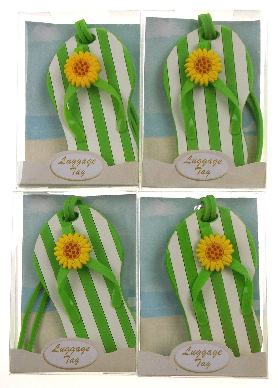 Tags Green White Striped Set 4 Gift Beach Travel Id Name