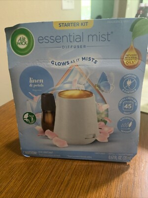 Air Wick Essential Mist Starter Kit Linen & Petals 1 Diffuser & 1 Refill