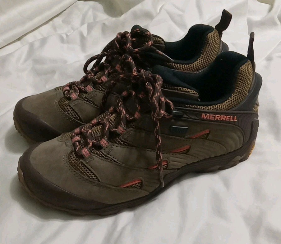Scarpe da trekking Merrell donna camaleonte polvere oliva sneakers taglia 8