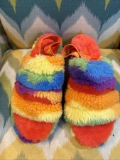 UGG Australia RAINBOW Fluff Yeah Slide Child Girl Size 10 Sling