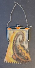 Antique Wire Mesh Colored Evening Bag W Enameled Frame Whiting Davis