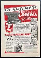 1929 Corona Typewriter vintage Print AD *Brand New Genuine Model 3* thumbnail